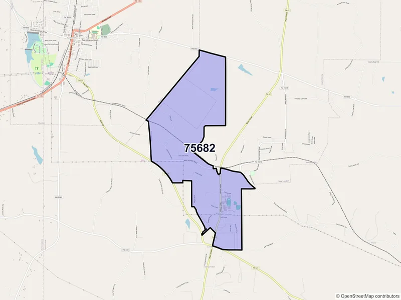 Map of New London, Texas and ZIP codes
