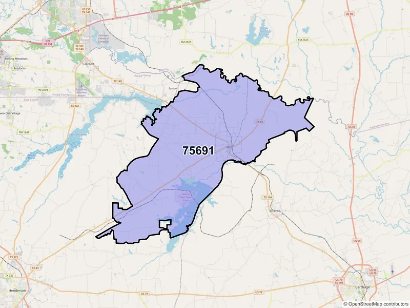 Map of ZIP Code 75691 — Tatum, TX