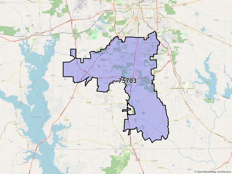 Map of ZIP Code 75703 — Tyler, TX