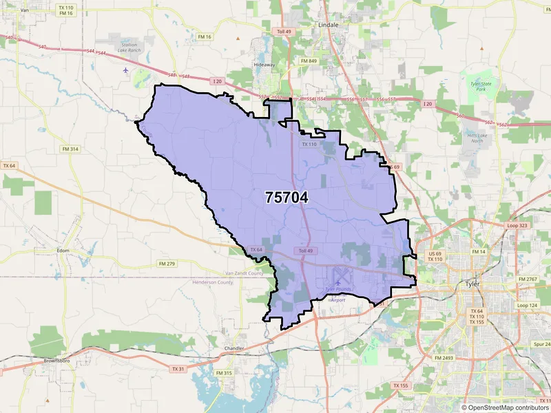Map of ZIP Code 75704 — Tyler, TX