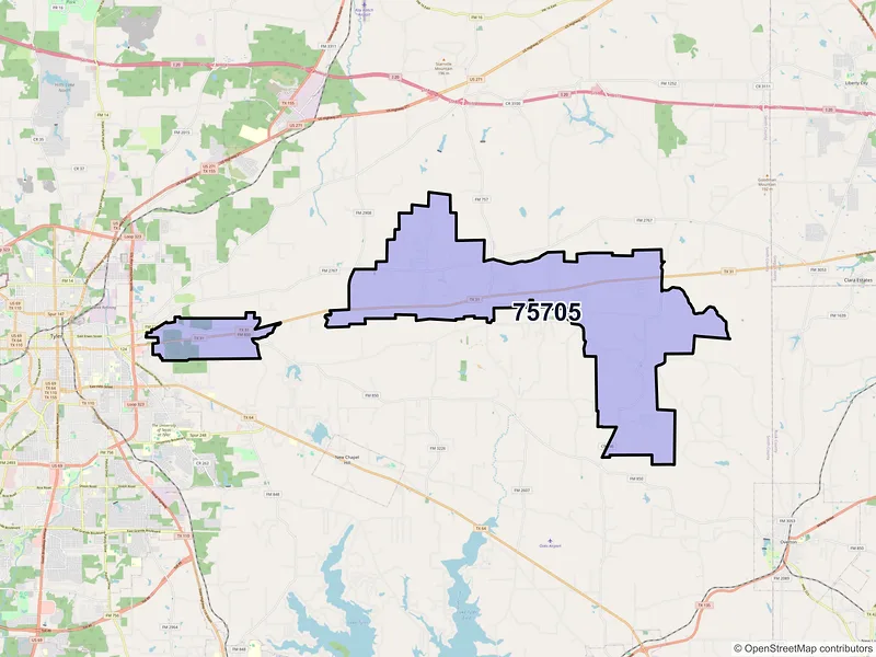 Map of ZIP Code 75705 — Tyler, TX