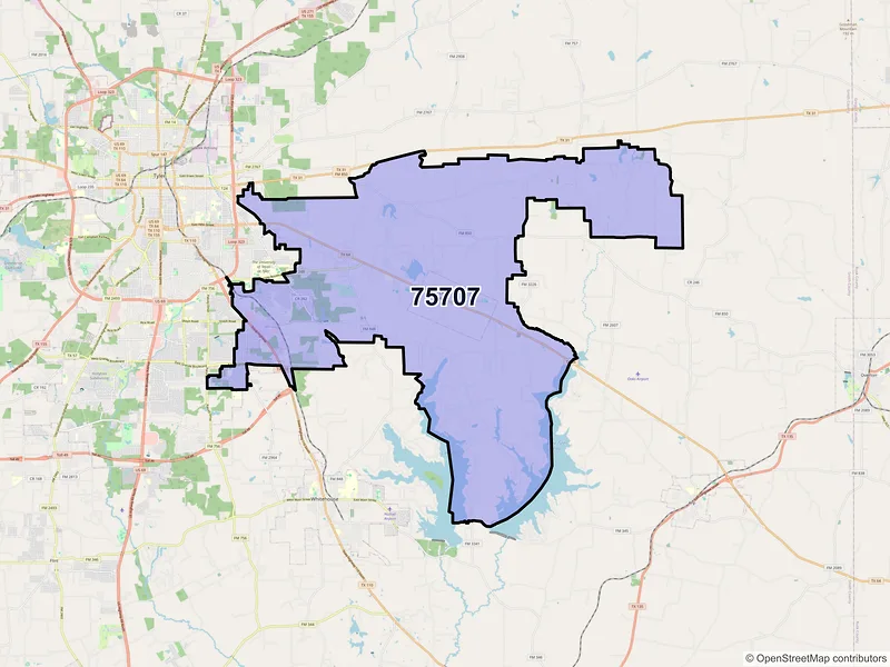 Map of ZIP Code 75707 — Tyler, TX