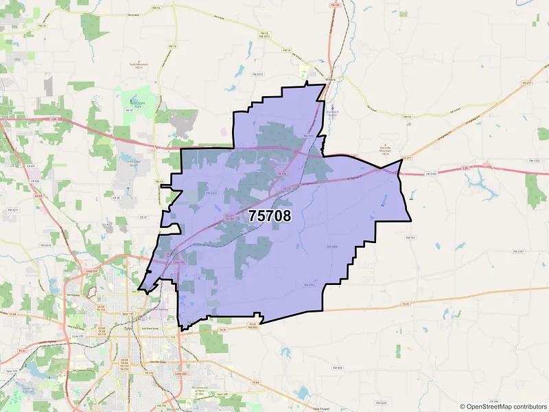 Map of ZIP Code 75708 — Tyler, TX