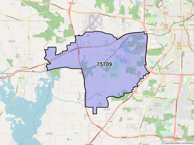 Map of ZIP Code 75709 — Tyler, TX