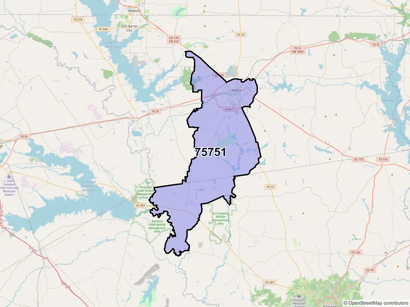 Map of ZIP Code 75751 — Athens, TX