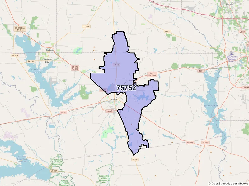 Map of ZIP Code 75752 — Athens, TX