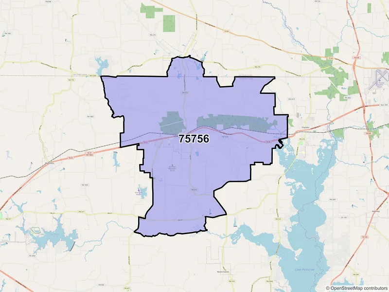 Map of Brownsboro, Texas and ZIP codes