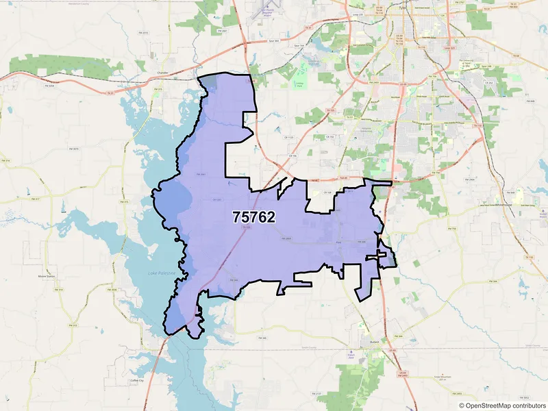 Map of ZIP Code 75762 — Flint, TX