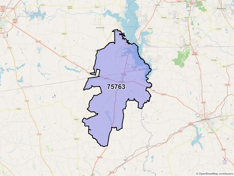 Map of ZIP Code 75763 — Frankston, TX