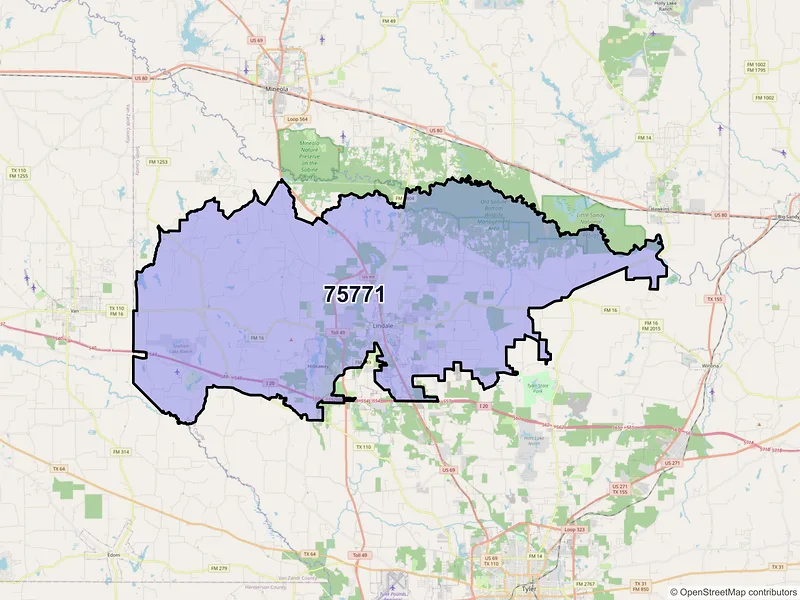 Map of ZIP Code 75771 — Lindale, TX