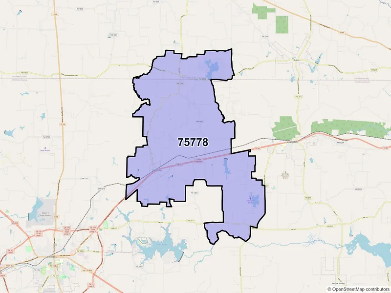 Map of Murchison, Texas and ZIP codes