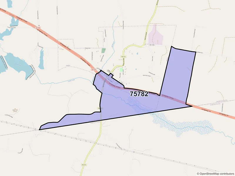 Map of Poynor, Texas and ZIP codes