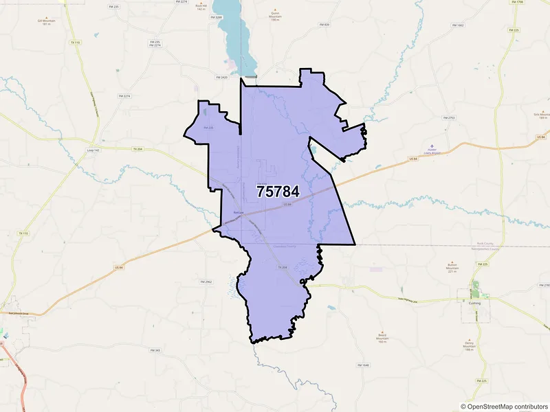 Map of ZIP Code 75784 — Reklaw, TX
