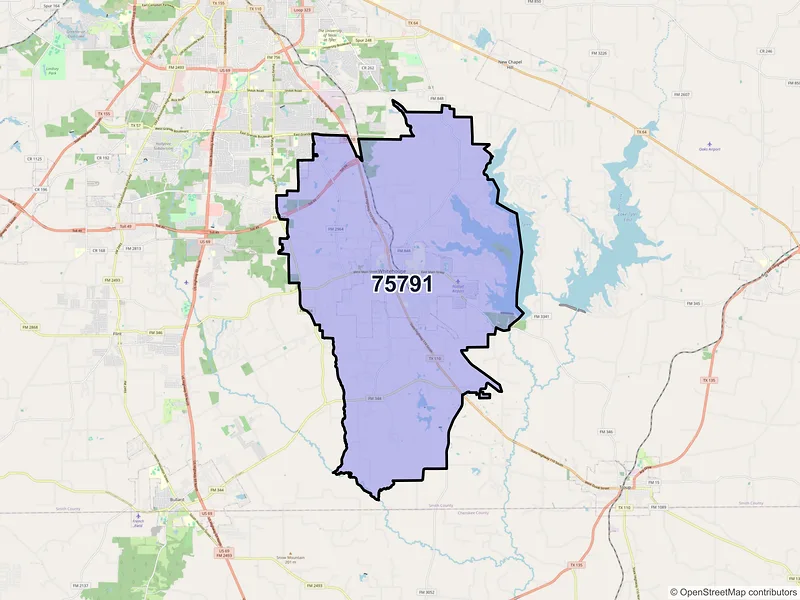 Map of ZIP Code 75791 — Whitehouse, TX