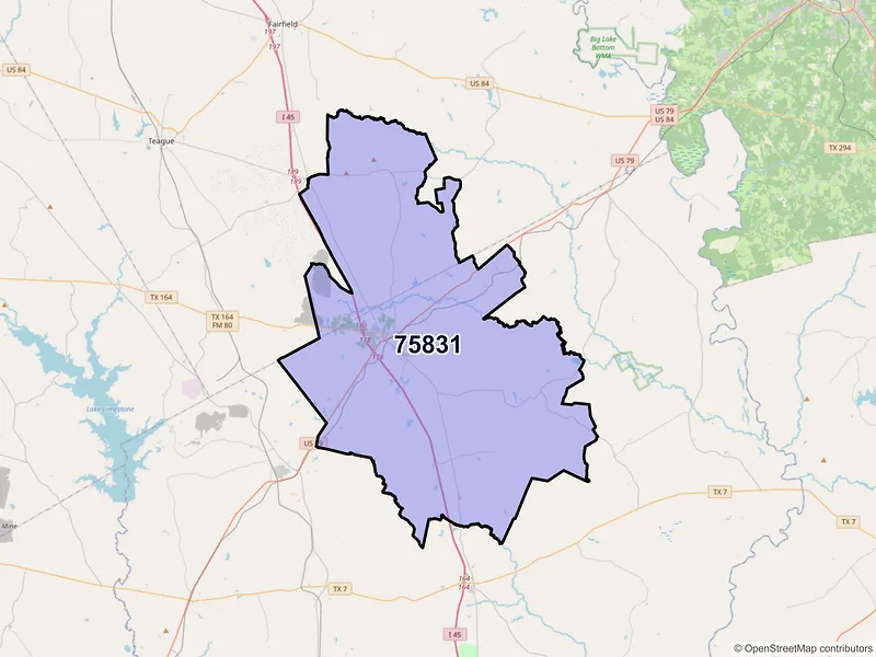 Map of ZIP Code 75831 — Buffalo, TX