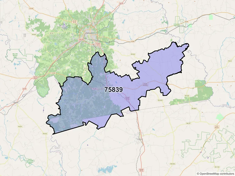 Map of ZIP Code 75839 — Elkhart, TX