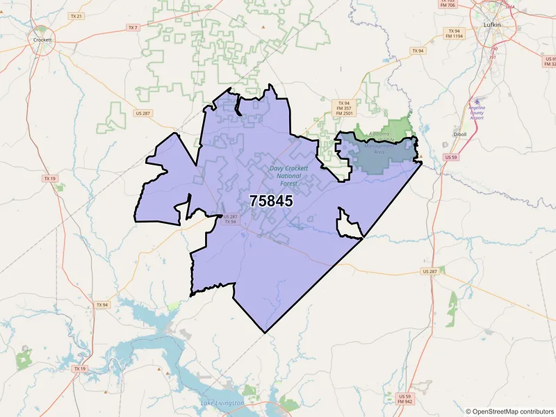 Map of ZIP Code 75845 — Groveton, TX