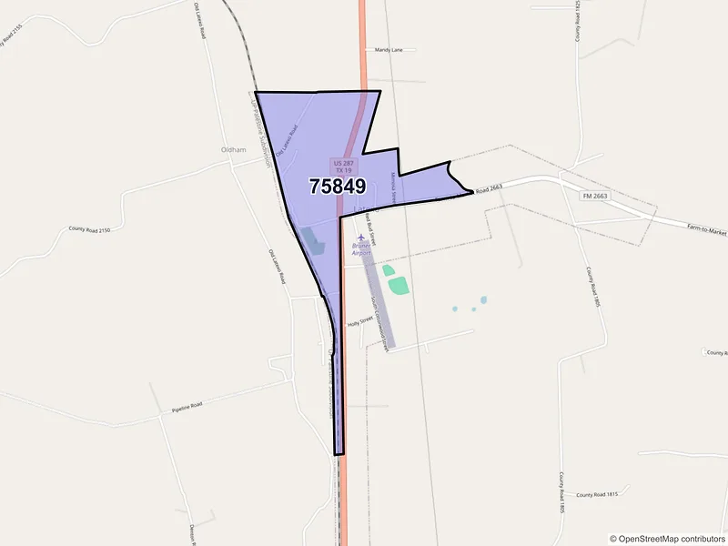 Map of Latexo, Texas and ZIP codes