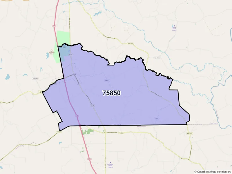 Map of ZIP Code 75850 — Leona, TX