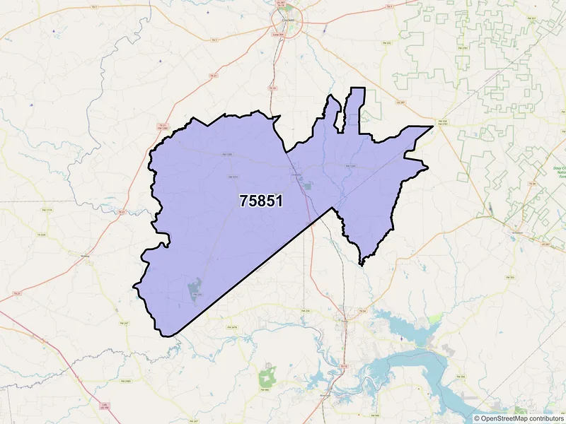 Map of Lovelady, Texas and ZIP codes