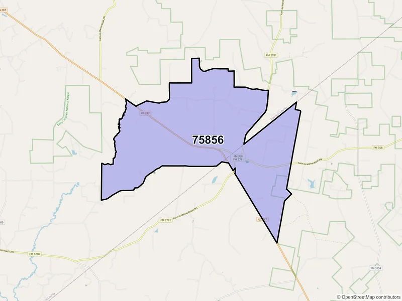 Map of ZIP Code 75856 — Pennington, TX