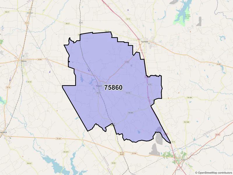 Map of ZIP Code 75860 — Teague, TX