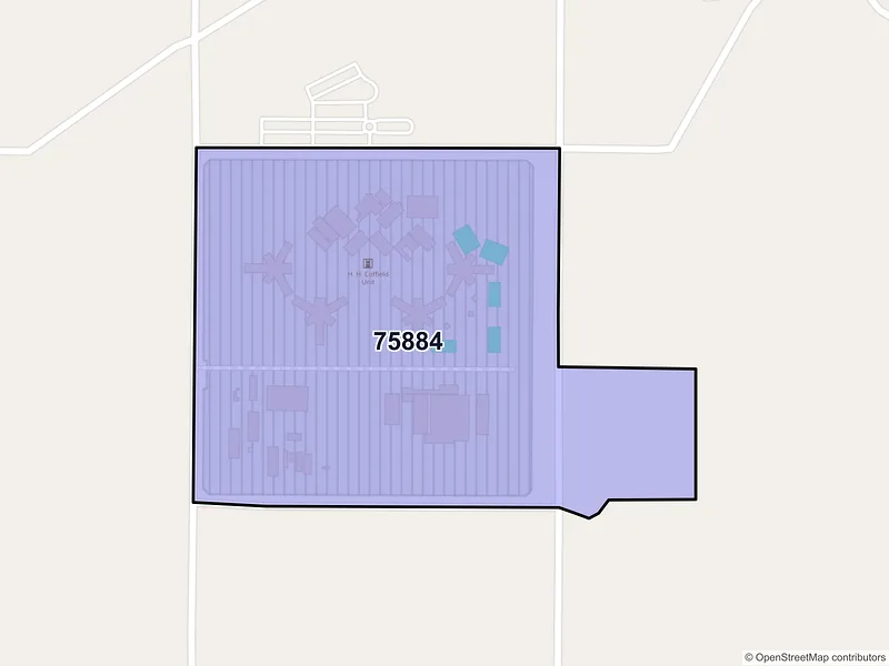 Map of ZIP Code 75884 — Tennessee Colony, TX