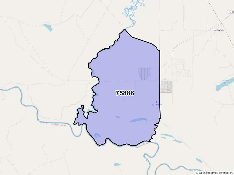 Map of ZIP Code 75886 — Tennessee Colony, TX