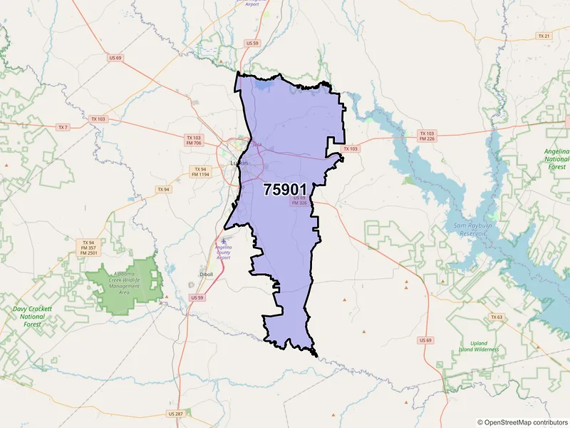 Map of ZIP Code 75901 — Lufkin, TX