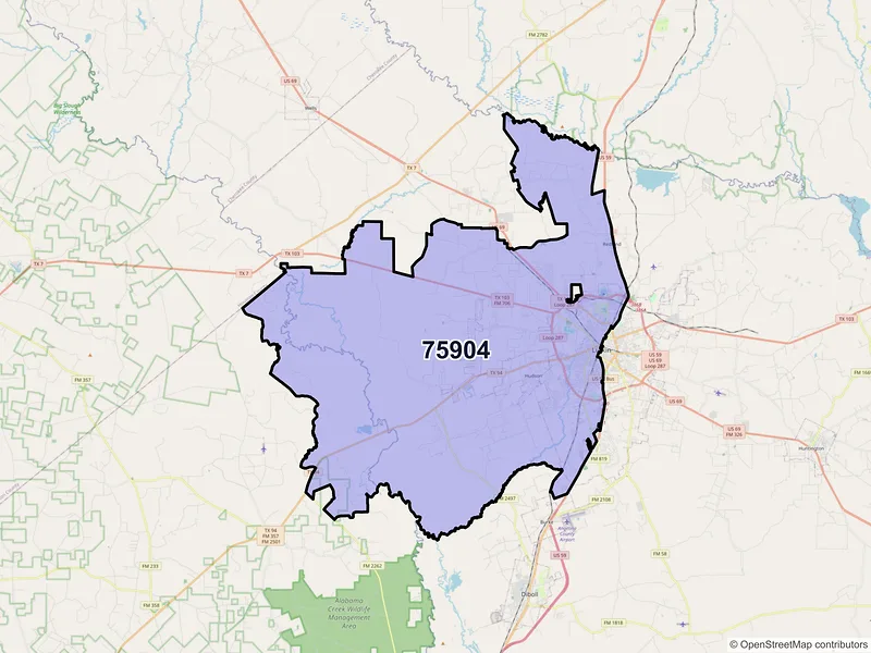 Map of ZIP Code 75904 — Lufkin, TX