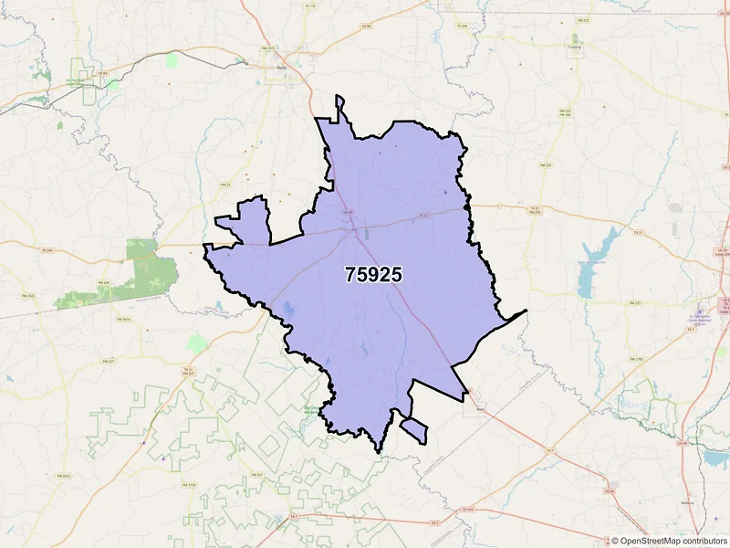 Map of ZIP Code 75925 — Alto, TX