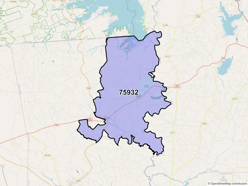 Map of ZIP Code 75932 — Burkeville, TX