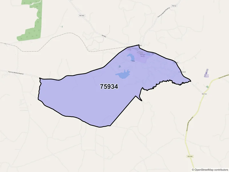 Map of Camden, Texas and ZIP codes