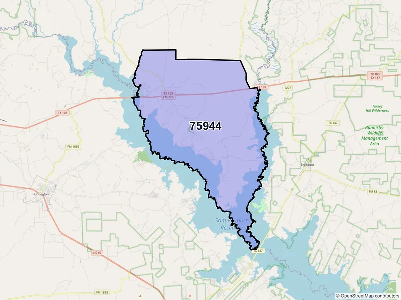 Map of ZIP Code 75944 — Etoile, TX
