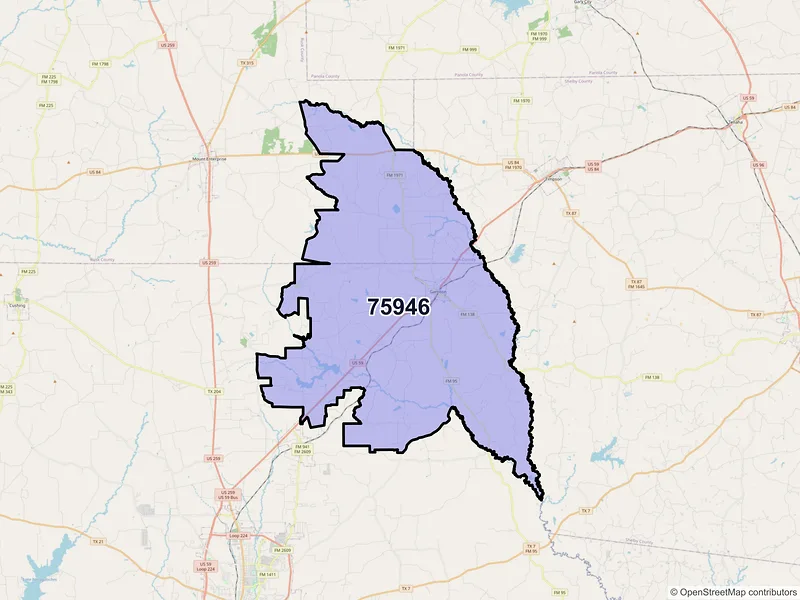 Map of ZIP Code 75946 — Garrison, TX