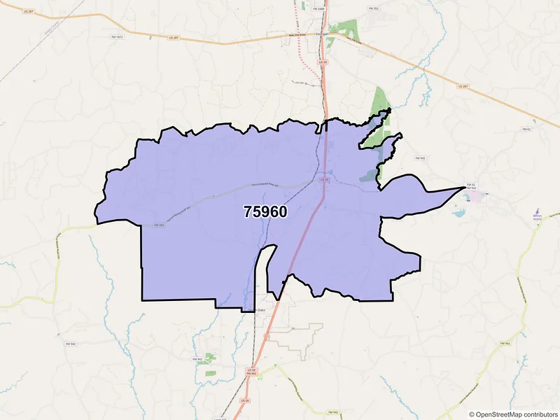 Map of ZIP Code 75960 — Moscow, TX