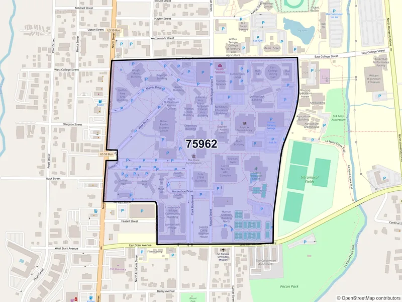 Map of ZIP Code 75962 — Nacogdoches, TX