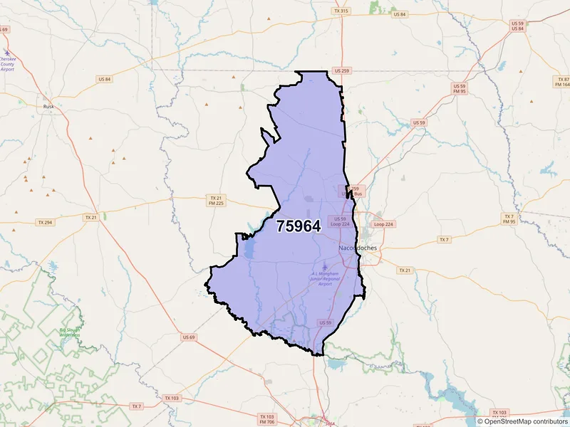 Map of ZIP Code 75964 — Nacogdoches, TX