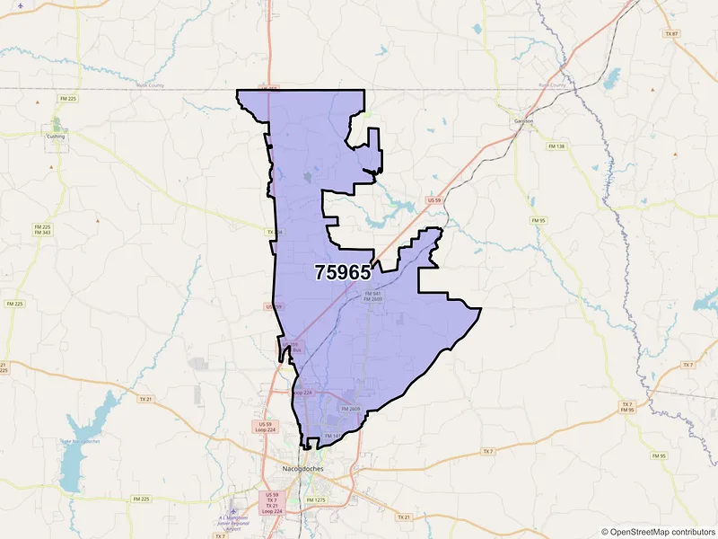Map of ZIP Code 75965 — Nacogdoches, TX