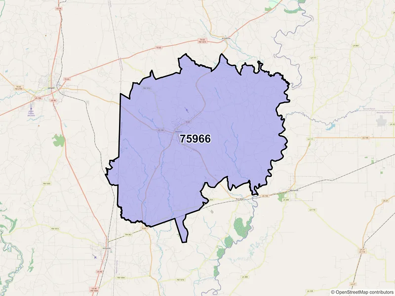 Map of ZIP Code 75966 — Newton, TX