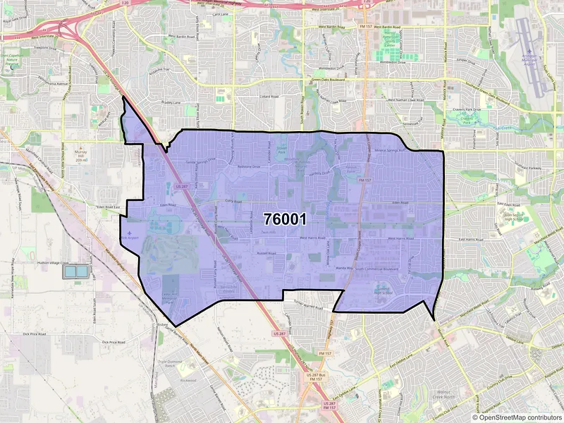 Map of ZIP Code 76001 — Arlington, TX