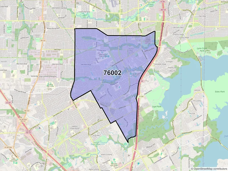 Map of ZIP Code 76002 — Arlington, TX