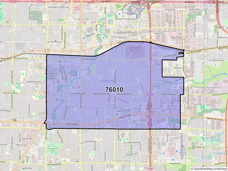 Map of ZIP Code 76010 — Arlington, TX