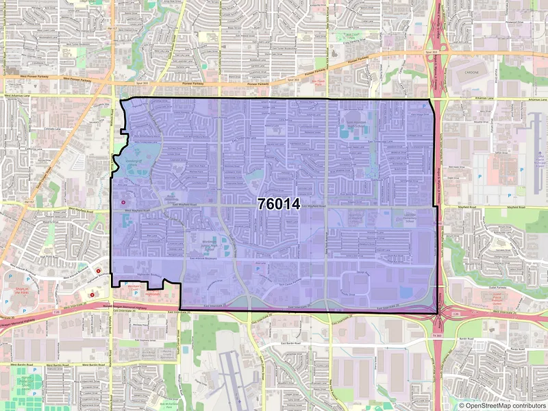 Map of ZIP Code 76014 — Arlington, TX