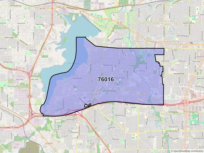 Map of ZIP Code 76016 — Arlington, TX
