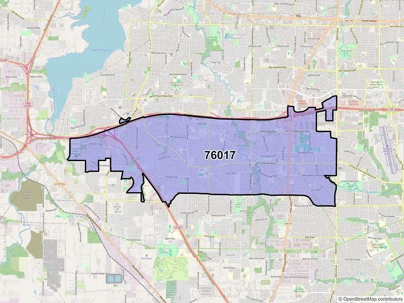 Map of ZIP Code 76017 — Arlington, TX