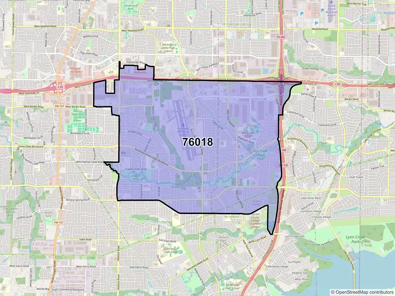 Map of ZIP Code 76018 — Arlington, TX