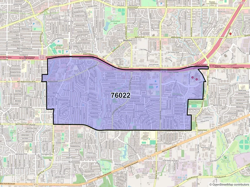 Map of ZIP Code 76022 — Bedford, TX