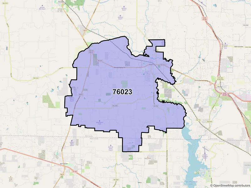 Map of ZIP Code 76023 — Boyd, TX