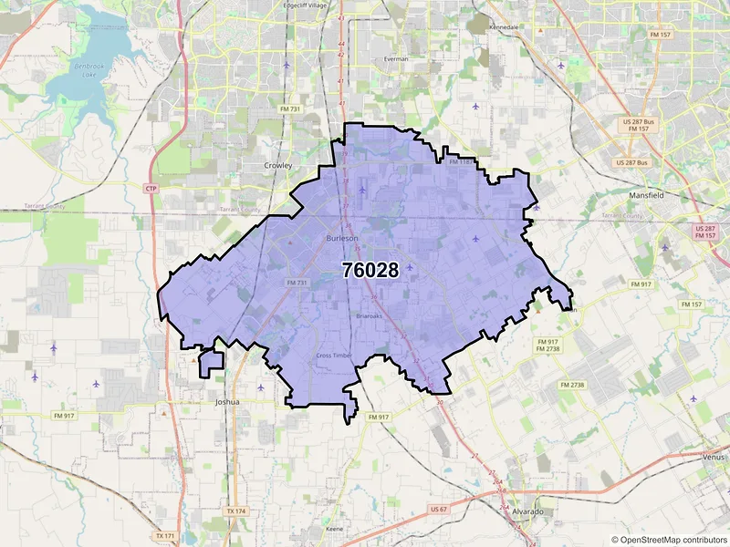 Map of ZIP Code 76028 — Burleson, TX